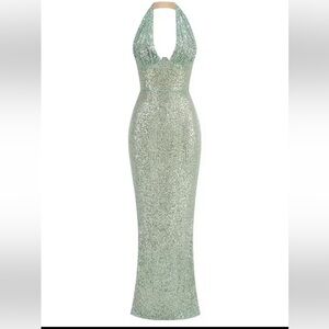 Gorgeous Green Sequin Halter Gown
